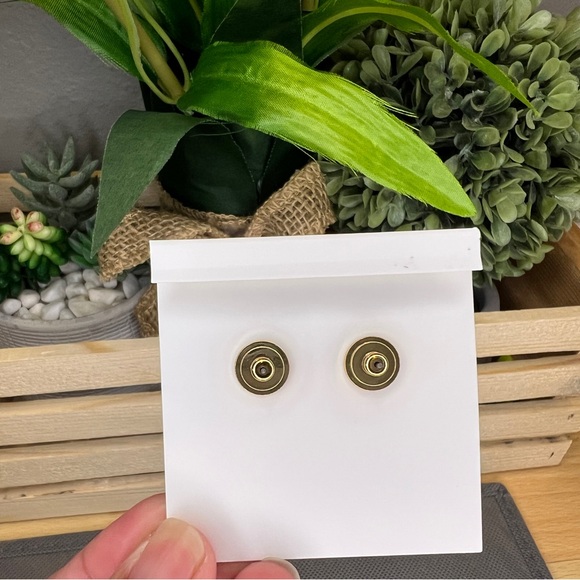 Tory Burch Kira Enamel Red/Gold Stud Earrings - Picture 4 of 4